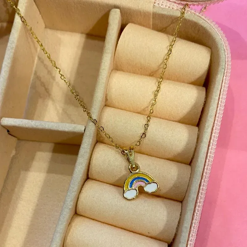 GARGANTILHA MINI CORAÇÕES + ARCO IRIS 35CM