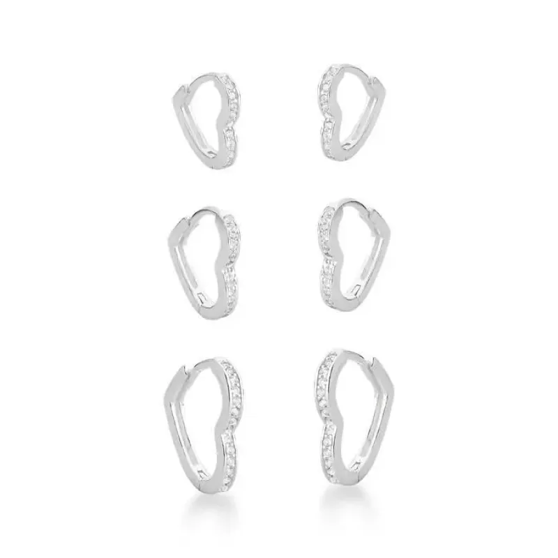 ARGOLA TRIO CORACAO CRAV - BANHADO A PRATA