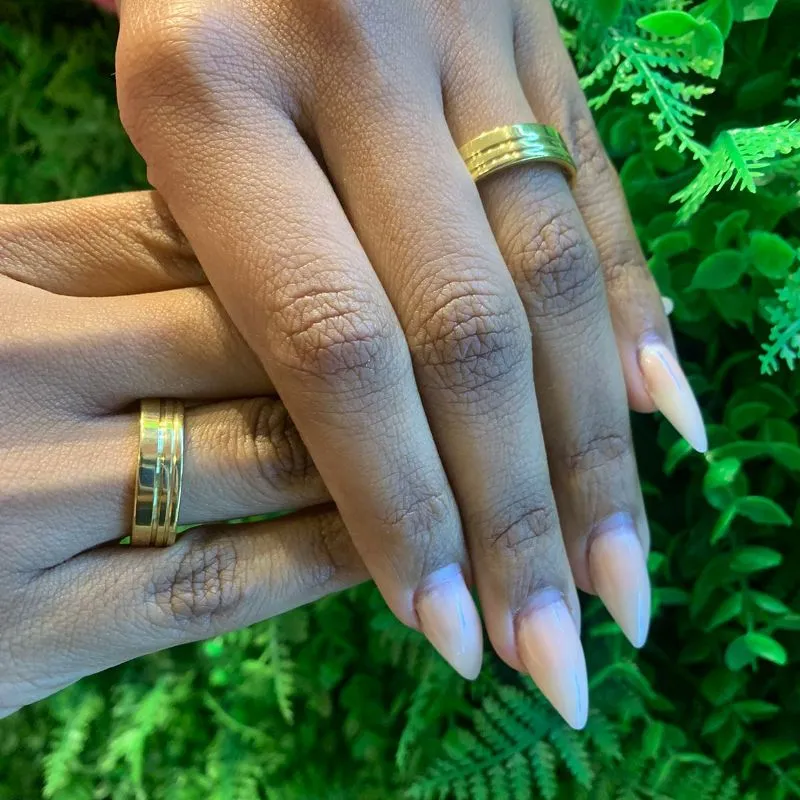 ALIANCA FIO DUPLO 3 INOX DOURADA