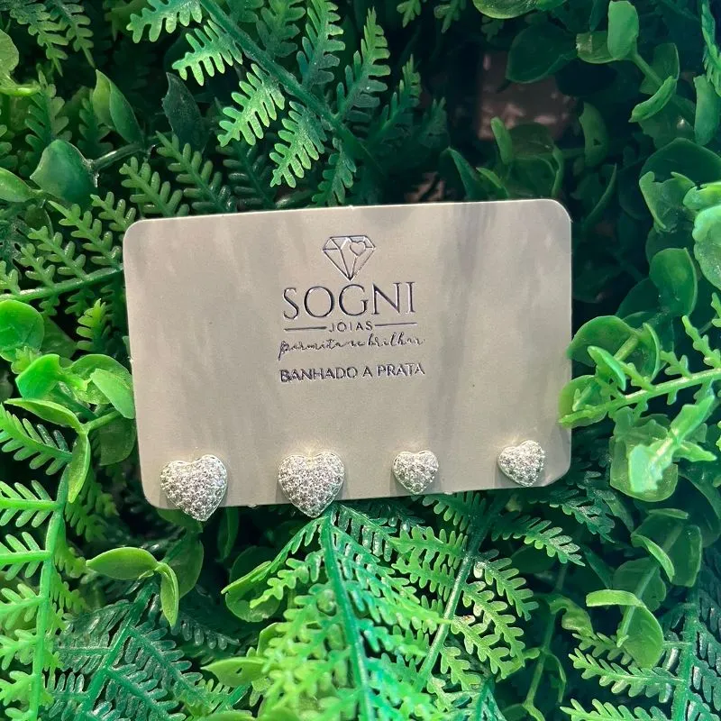 BR DUO CORAÇÃO CRAV BANHADO A PRATA(M/P)