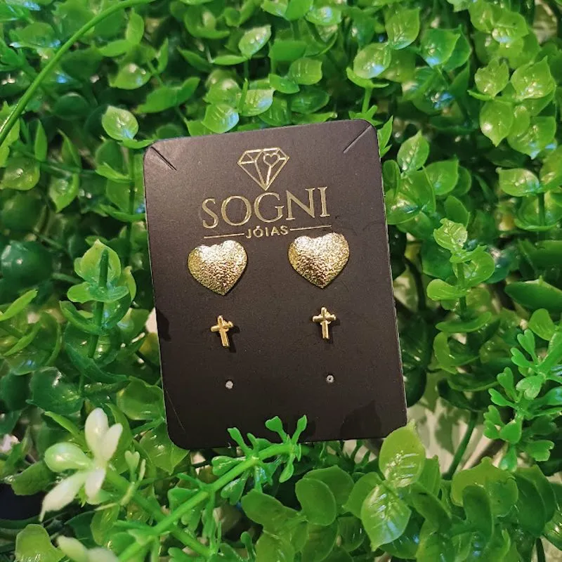 BR DUO CORAÇÃO + CRUZ 18K