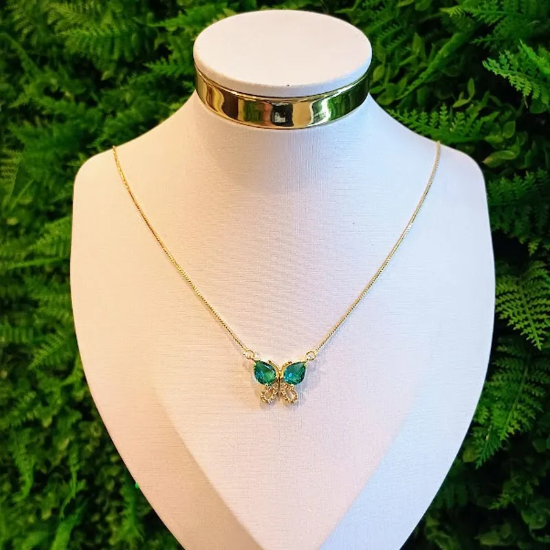 GARG BORBOLETA VERDE CRAV 18K