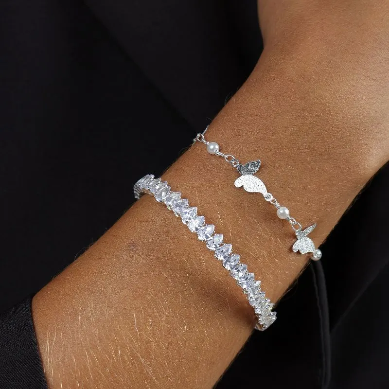 PULSEIRA BORBOLETAS BANHADA A PRATA