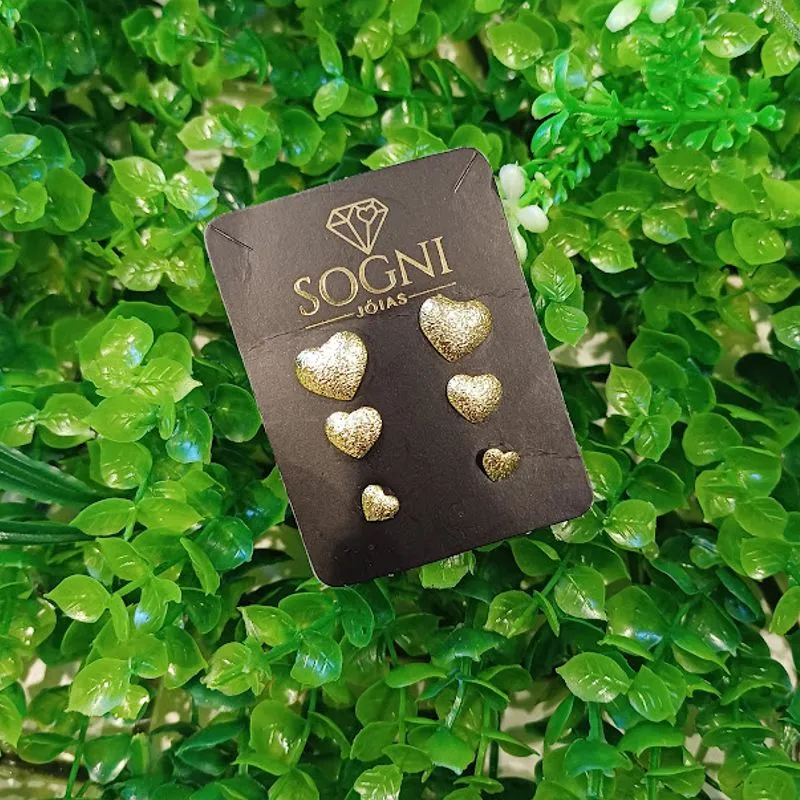 TRIO DE BR CORACAO 18K