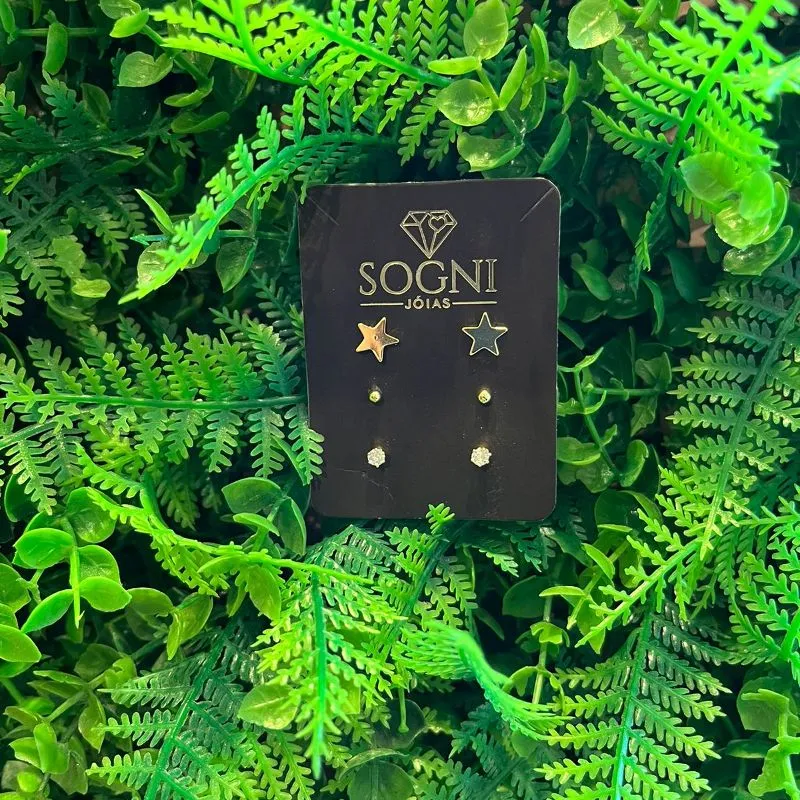 TRIO DE BRINCOS ESTRELA