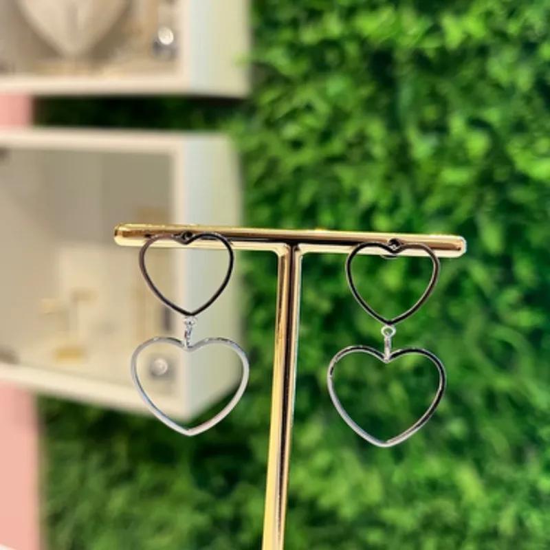 ARGOLA 2 CORAÇÕES - AÇO INOX