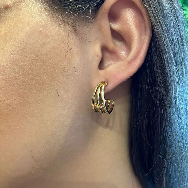 ARGOLA TRIPLA + ZIRCONIA PINK