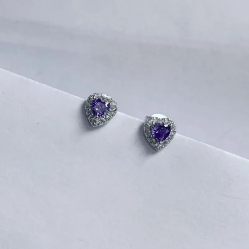 BRINCO BRINCO CORACAO CRAV LARA LILAS - BANHADO A PRATA