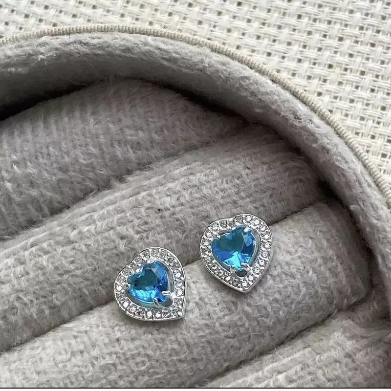 BRINCO CORACAO CRAV LARA TURQUESA - BANHADO A PRATA