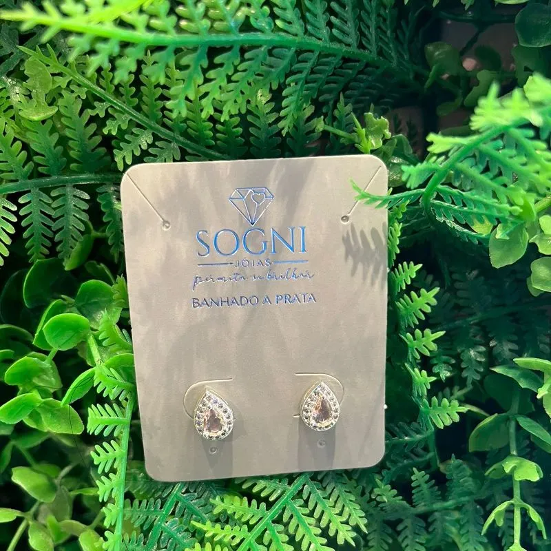 BRINCO GOTA CRAV LARA ROSA - BANHADO A PRATA