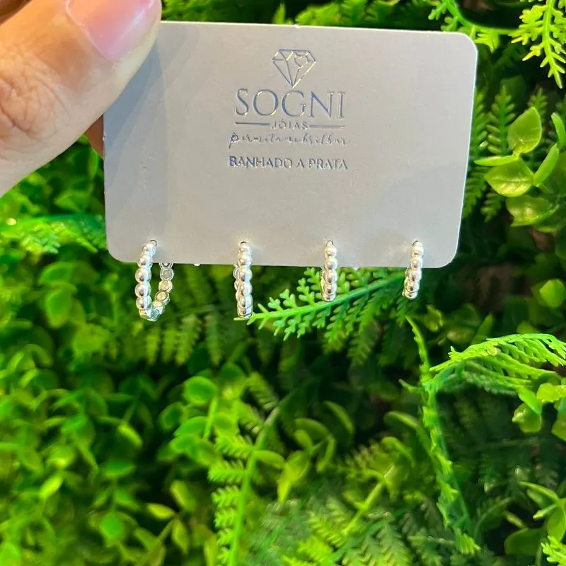 DUO ARGOLA BOLINHA- BANHADO A PRATA