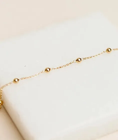 PULSEIRA DUPLA ELOS CORAÇÃO + BOLINHAS 18K