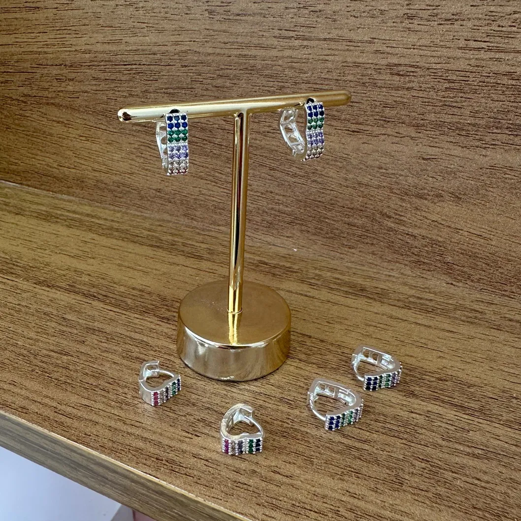 ARGOLA G CORACAO COLOR CRAVEJADO TRIPLO