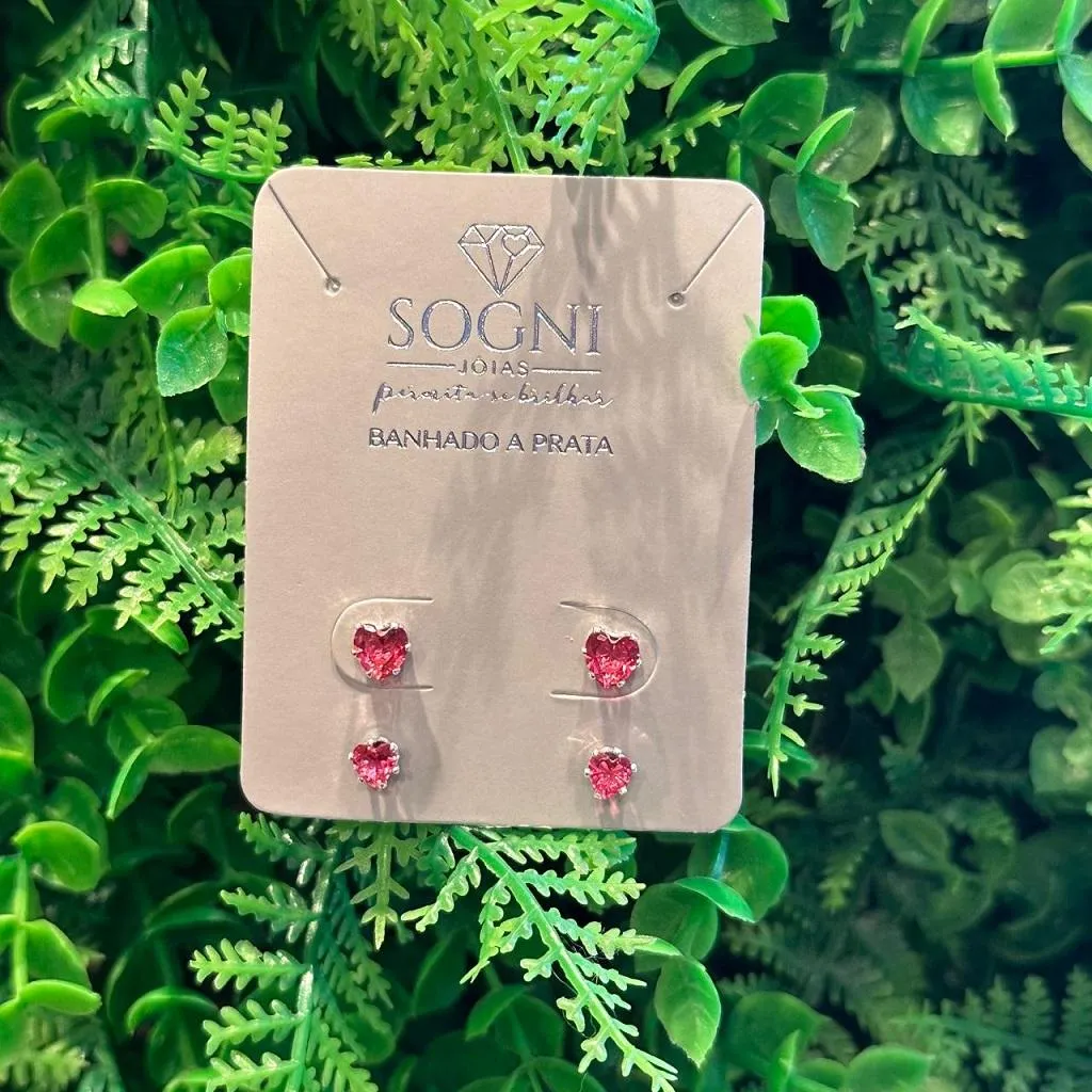 DUO BRINCO PINK - BANHADO A PRATA