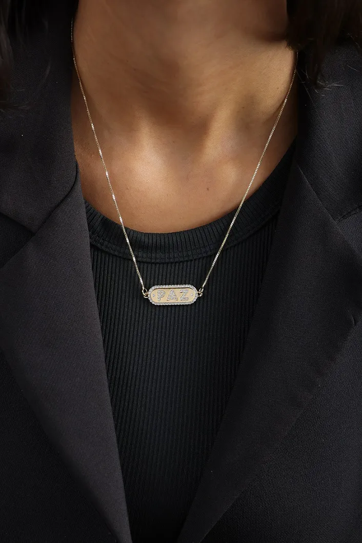 GARGANTILHA PLACA PAZ CRAVEJADA