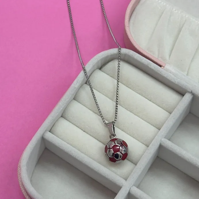 GARGANTILHA BOLA VERMELHA - AÇO INOX