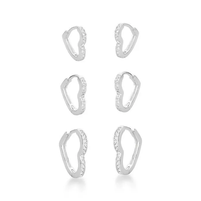 ARGOLA TRIO CORACAO CRAV - BANHADO A PRATA