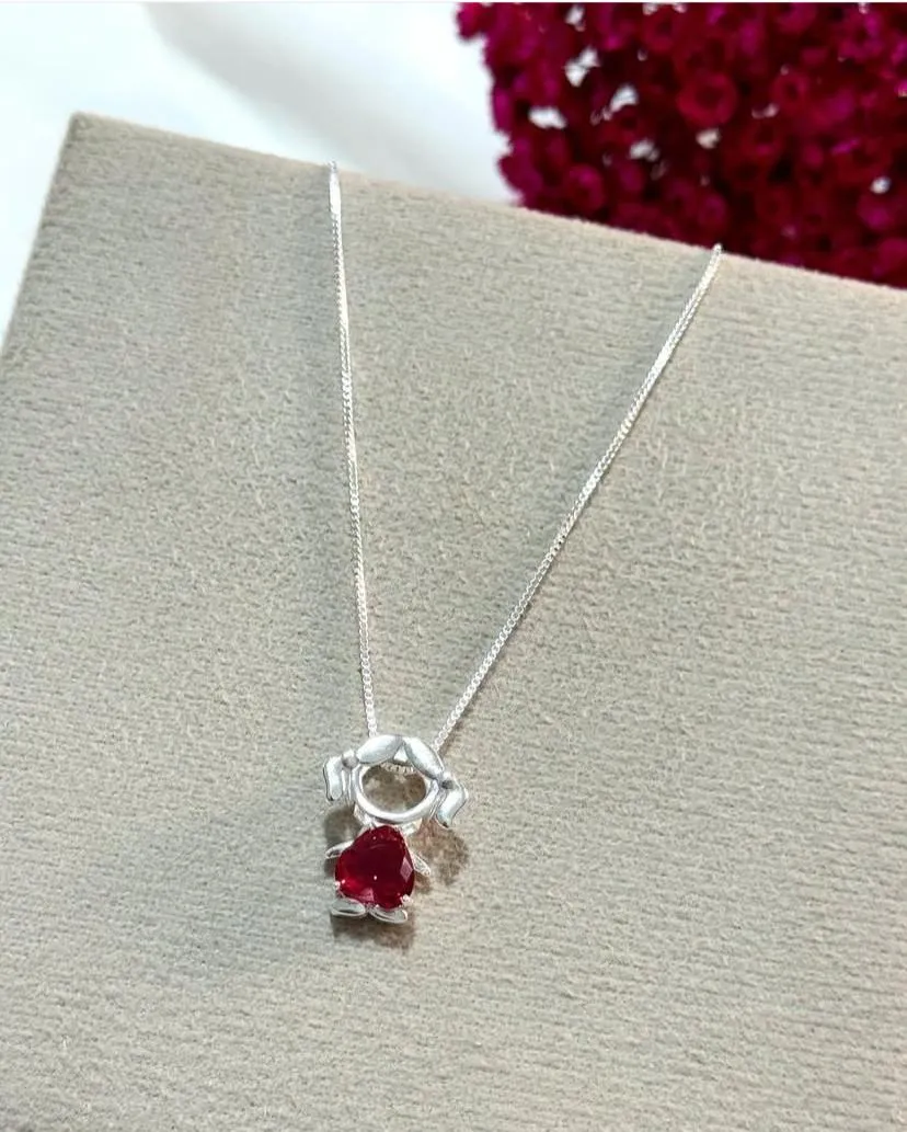 GARGANTILHA GIRL ROSA - BANHADO A PRATA