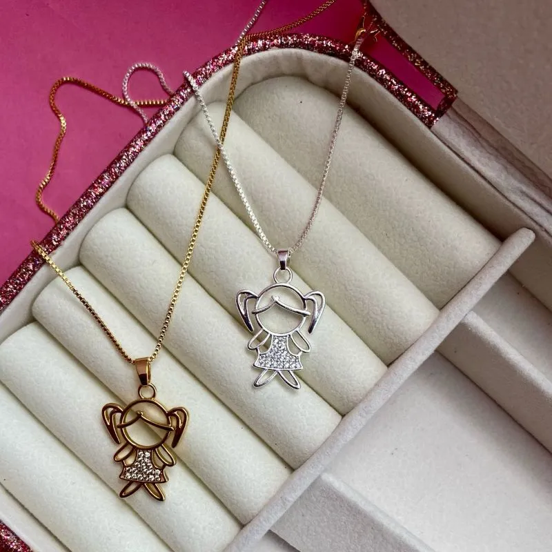 GARGANTILHA GIRL VAZADO - BANHADO A PRATA